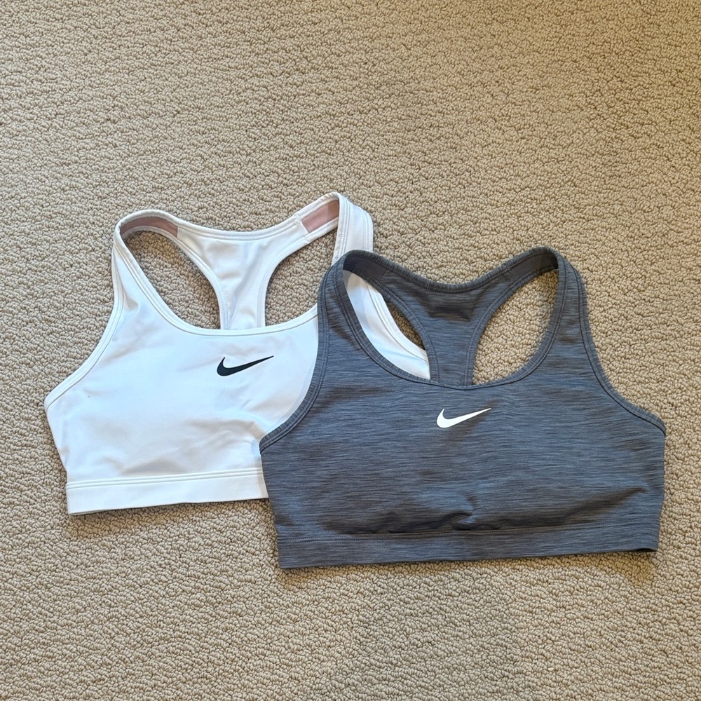 Nike White and Gray Sports Bra Duo